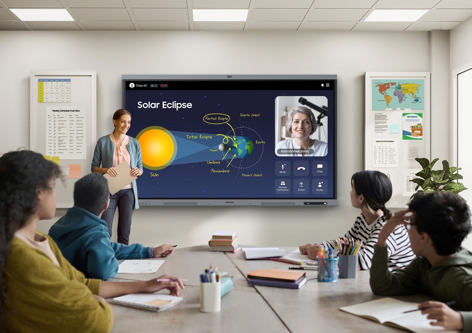 Samsung Interactive Flat Panel digunakan di ruang kelas